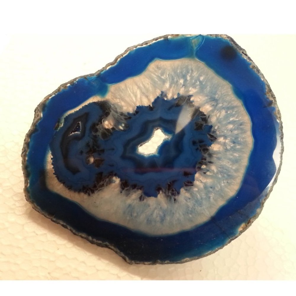 Stunning Geode Slice Blue White Clear 5" 5-inch Great Gift Unique OOAK